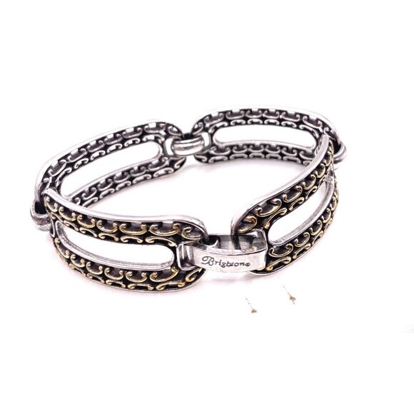 Brighton Seville Gold Silver Plated Link Retired Bracelet 7.5 Inch - Picture 2 of 4